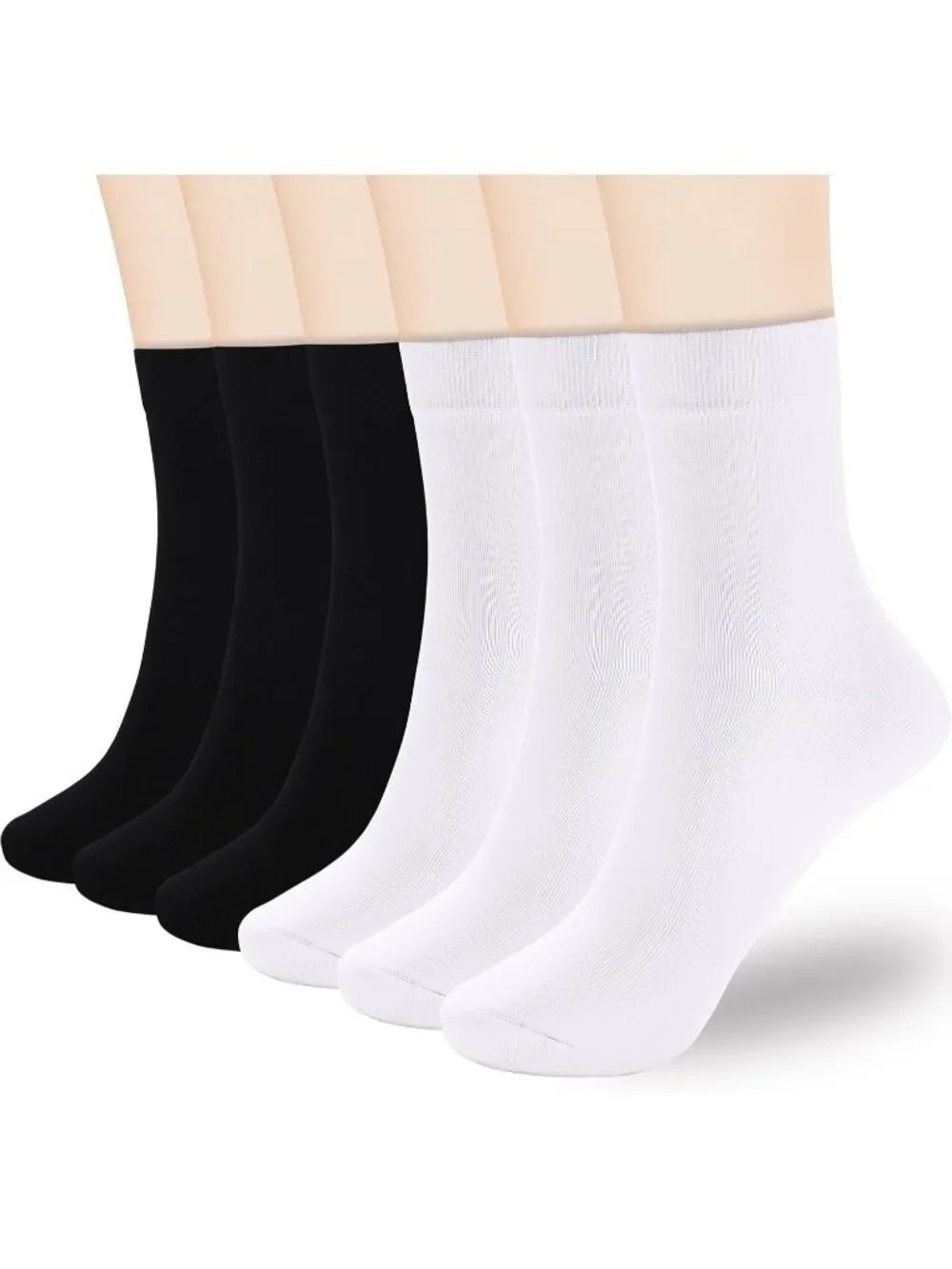 🧦Women's Classic Black White 6 Pairs Thin Above Ankle Socks Cotton Crew Socks